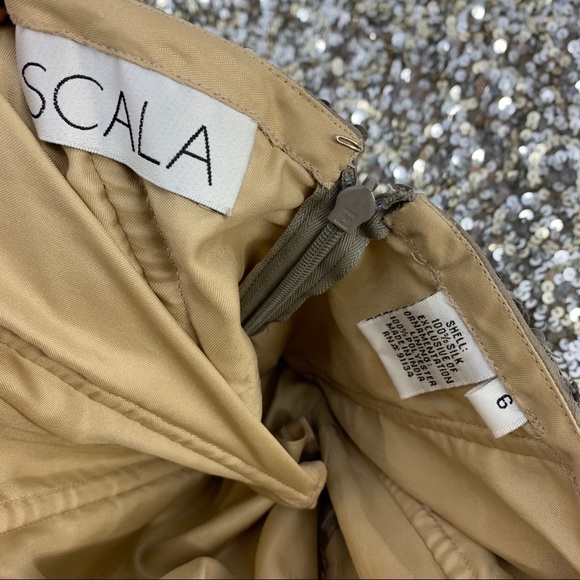 Scala Silver Metallic Sequin Strapless Gown Tail 6 - Picture 9 of 9